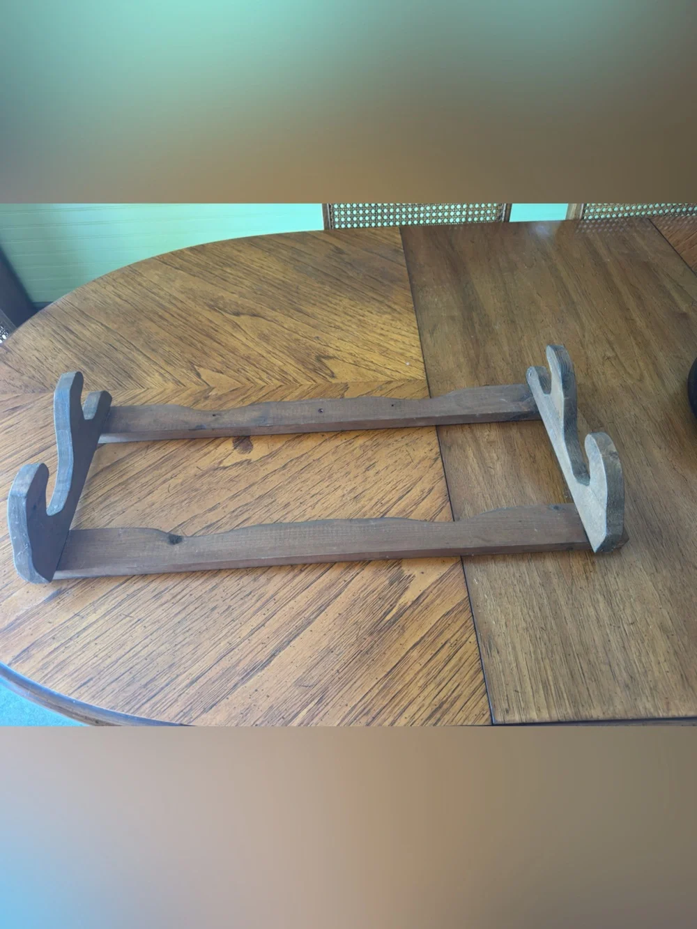 Vintage Wooden Wall-Mounted Rifle Rack – Holds 2 Pieces – Rustic Display Stand